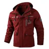 Vestes pour hommes Veste Jean Tan À Capuche En Plein Air Solide Mens Couleur Poche Longue Hommes Automne Fermeture À Glissière Multi Pluie Chaud