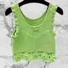 Dames Tanks 23Fashion Kasjmier Gebreid Vest Runway Eenvoudige Vierkante Hals Kant Ontwerp Gehaakte Korte Tank Tops Sexy Chic Dameskleding 2 Kleur