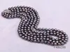 Choker Terisa Pearl Jewelry 3 Strand 6-7mm Black Round Freshwater Necklace For Women T-FNM298