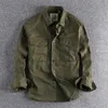 Erkekler Sıradan Gömlek Retro Erkek Kargo Gömlek Ceket Tuval Pamuk Haki Askeri Üniforma Hafif Hafif İş Safari Tarzı Gömlek Erkek Giyim 231012