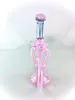 tuyaux en verre recycleur fumant narguilé à pipe avec des accents de lignes roses et blanches et poussière d'étoile bleue 14 mm magnifiquement conçu bienvenue à la commande avec bulle banger ensemble