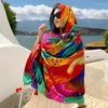 Halsdukar Summer Färgglad tunn halsduk Ethnic Women's Sunscreen Shawl Beach Dual-Purpose Tourism Pannband