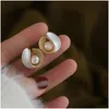 Stud 925 Sier Needle Pearl Earrings For Women Simple Love Shaped Diamond Fashion Versatile Temperament New Jewelry Earrings Dhz8T