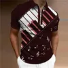 Men's Polos Summer Polo T Shirt Men Fashion Short Sleeve Zipper Musical Note Print Beach Travel Casual Oversized Clothing