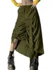 スカートの女性Sソリッドカラーラックスカートボタン閉鎖キーアップ包帯カットアウトホールロングストラップストリートスタイル不規則