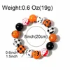 Bracelets de charme Noir et blanc à damier sang taché araignée effrayant motif fantôme perle en bois Halloween bracelet de corde élastique pour les femmes