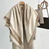 Sciarpe morbide e spesse imitano il cashmere Sciarpa quadrata di grandi dimensioni Vortex Stripes Scialle Autunno Inverno Donna Pashmina Fazzoletto da collo Double Side