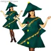 Tema Kostüm Kadınlar Kısa Kollu Cosplay Yetişkin Yenilik Elbiski Elf Şapka Süslü Çocuk Perfomance Noel Ağacı Kıyafet Cosplay T231013
