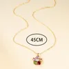 Pendanthalsband Charm Multicolor Pink Purple Red Green Stone Cherry Flower Clavicle for Women Gold Color O Chains Collar Gift