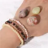 Strang 3 Stück natürliches Meditationsstein-Armband mit rohen 4 mm Perlenarmbändern, roten Achaten, Stretch-Armreif, Schmuck, Geschenke für Frauen und Männer