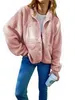 Damen Fleecejacke Fuzzy Langarm Kurzmäntel Button Down Sherpa Oberbekleidung mit Taschen 9YV50