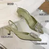 Scarpe eleganti Moda Cristallo Bocca superficiale Tacchi alti Donna Strass Décolleté da donna Punta a punta Slingback Sandali femminili con tacco sottile