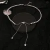 Colares de pingente Kpop-inspirado coração gargantilha colar com zircão e pérolas contas liga material perfeito para mulheres elegantes