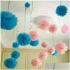 Decorative Flowers 10 25Cm Wedding Pcs/Lot Tissue Paper Ball Pom Mixed Color Flower For Decoration Dh0Yz