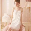 Women's Sleepwear 2023 Summer Nightgown Modal And Cotton Nightshirt Short Pijamas Beauty White Girl Stap Lace Slip