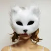 Cosplay Halloween Masks Animal Cosplay Furry Fox White Black Half Face Mask Christmas Carnival Party Costume Propscosplay