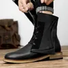 Botas de luxo designer masculino ao ar livre alta superior bota de trabalho para homens tornozelo genuíno couro rua italiano negócio militar