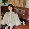 Coat Fashion Bebek Kız Sahte Kürk Ceket Çat Tie Bebek Yürümeye Başlayan Çocuk Sıcak Kabarık Kış Bahar Sonbahar Giysileri 17y 231013