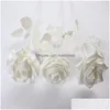 Kwiaty dekoracyjne 10pcs/Lot White Rose Artificial Flower Pe Flash for Home Wedding Decoration Single Christmas Party Fake Branch Dh9hi