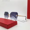 New fashion design cat eye sunglasses 0147O metal frame rimless cut lens simple and popular style outdoor UV400 protection glasses