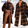 Women's Jackets Winter Thick Loose Lapel Elegant Long Sleeve Plaid Evermore Coat Overcoat Female Trench 2023 Autumn Coats and Jacket 231012