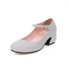 Dress Shoes Oversize Large Size Big Square Toes Thick Heel Fashion Trend Pumps Women Banquets Wedding Simple And Elegant