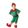 Girl s Dresses Boys Christmas Elf Costume Girls Xmas Santa Claus Green Dress For Kids Adults Family Matching Outfits Cosplay Clothing Sets 231013