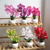 Fleurs décoratives orchidée papillon artificielle en Pot bonsaï avec Pot fausses plantes pour la maison chambre salon décoration cadeaux