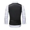 Gilets pour hommes Hommes Gilet Costume Imprimé Col V Simple Boutonnage Poche Square Slim Fit Rétro Marié Mariage Performance Club Disco Gilet