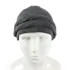 Boinas homens turbante headwrap haloturban durag confortável quimio chapéu cetim forrado lenço muçulmano hijab278a