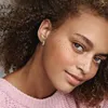 Authentic 100% 925 Sterling Silver Double Band Pave Hoop Earrings Fashion Wedding Engagement Jewelry Accessories For Women Gift201Q