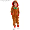 Tema kostümü unisex kızlar erkekler zencefilli tulum çocuklar sevimli kurabiye onesie Noel t231013