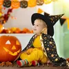 Kostium motywu Kids Halloween przychodzi Cloak Cloak Witch Cape with Hat Children Halloween Come Kids Cosplay Party Akcesoria na 3-12 lat 231013