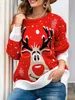 Women's Sweater s Festive Reindeer Christmas Cozy Long Sleeve Xmas Pullover with Round Neck for Girls and Ladies 231012