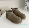 Sheepskin Snow Boot MINI Chain Boots Female winter plush warm ankle booties short shoe