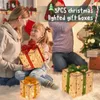 Noel Dekorasyonları 3pcs 8 Mod Işıklı Açık Noel Dekoru Aydınlık Noel Hediye Kutusu Bow ile Tatil Noel Ağacı Ev Yard Dekor 231012