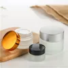 5g 10g Glass Jar Face Cream Bottle Cosmetic Empty Container with Black Silver Gold Lid and Inner Pad for Lotion Lip Balm Mjwrw