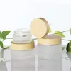 30 ml 40 ml 60 ml 80 ml 100 ml en verre givré pot cosmétique bouteille crème pour le visage pot lotion pompe de pulvérisation bouteilles avec couvercles en plastique imitation bambou Pvpg