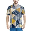 Polo da uomo Geometry Straight 3D Multicolor Patterns Polo estiva con stampa casual Manica corta Risvolto Zip Slim Fit Beach Party 5XL