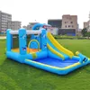 Castelo inflável de tubarão Slide Park Bounce House com deslize para conjuntos de playground molhados e secos de toboágua para quintais Gun Splash Pool infantil crianças brinquedos presentes