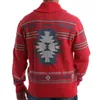 Maglioni da uomo Autunno e inverno europei e americani retro stampati maglione rosso maglione cardigan monopetto da uomo giacca tascabile 231012