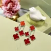 vanclef Brand 4/four Leaf Clover Fashion Shell Agate Designer High Quality Gold Cleef Earrings Jewelry