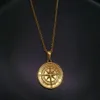 Pendentif Colliers Hip-Hop Rock Femmes Hommes Gold Compass Collier Vintage En Acier Inoxydable Ronde Coin Chaîne De Mode Bijoux261h