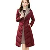 Dames trenchcoats mode casual lange katoenen jas herfst winter warme donsjassen imitatie kraag parka overjas