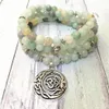 MG0591 Amazonite 108 Mala Women's Yoga Naszyjnik Ohm Charm Naturalny kamień szlachetny Bransoletka osobista Bilans Duchowa biżuteria 243J