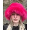 Bérets femmes fourrure pêcheur chapeau couleur unie casquette d'hiver Chic seau pour Streetwear Po accessoires chapeaux vêtements de mode en plein air