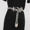 Andra modetillbehör Silver Gold Metal Alloy Midjebälte Långt bred midja kedja Punk Street Jean Belt Hip Hop Gothic Buckle Pin Justerable Belt Cinch 231013