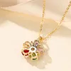 Pendanthalsband Charm Multicolor Pink Purple Red Green Stone Cherry Flower Clavicle for Women Gold Color O Chains Collar Gift