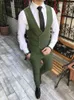 Herrdräkter Slim Fit Formal Men Olive Green Groom Tuxedos Notch Lapel Tuxedo For Wedding Man 3 Pieces (Jacket Pants Vest)