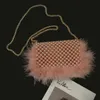 Вечерние сумки из искусственного меха с жемчугом, клатч, женский розовый чехол ручной работы с бисером, вечерние кошельки, женская милая сумка на плечо